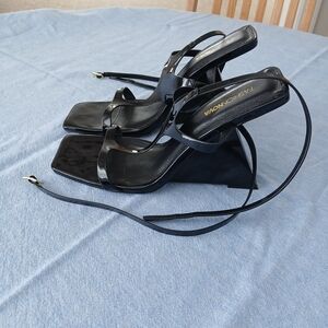 Fashion Nova Glossy Black Wedge Heels